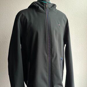Tommy Hilfiger Black Softshell Fleece Hooded Jacket Men Size M